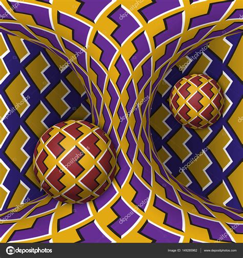 Optical Motion Illusion Illustration Two Spheres Are Rotation Around