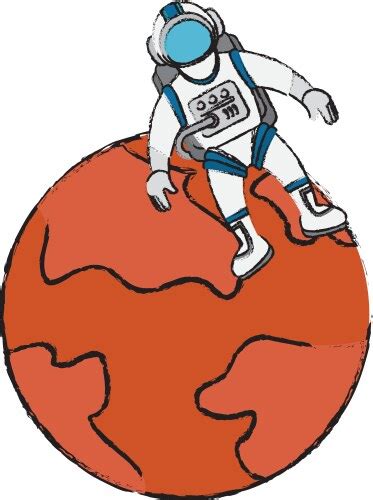 Astronaut Planet Mars Landing Cartoon Royalty Free Vector