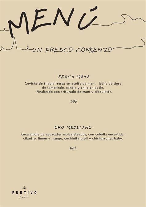 Carta Restaurante Mr Furtivo Monter A Colombia Sabor Y Gusto