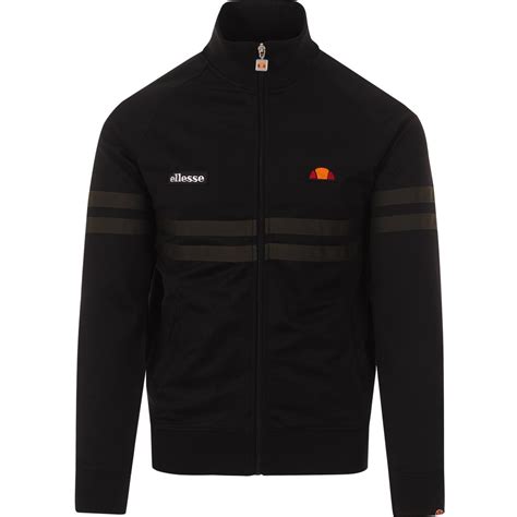 Ellesse Rimini Retro S Chest Stripe Track Top Black Green