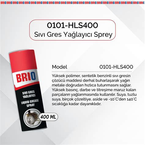 B Hırdavat Brio Sıvı Gres Yağı Sprey Sıvı Gres Yağlayıcı Sprey 400 Ml