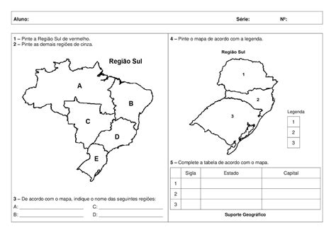 Atividades Sobre A Regi O Sul Braincp