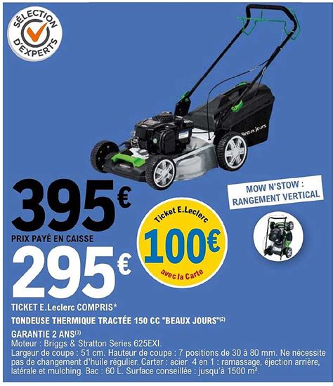 Promo Tondeuse Thermique Tract E Cc Beaux Jours Chez E Leclerc