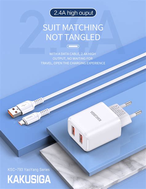 Yaoyang Series Dual Port Smart Charger Set Micro Eu Kakusiga