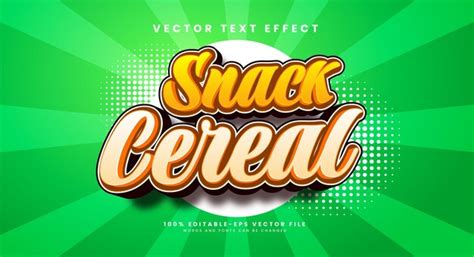 Premium Vector Snack Cereal Editable Text Style Effect Vector Text