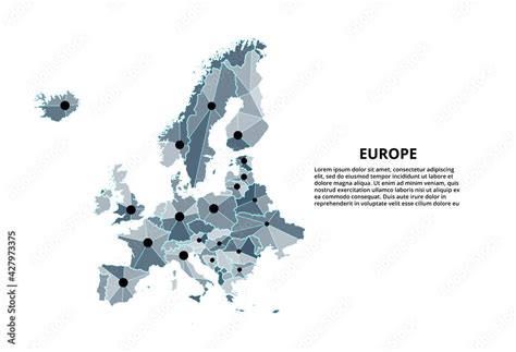 Europe communication network map. Vector image of a low poly global map ...