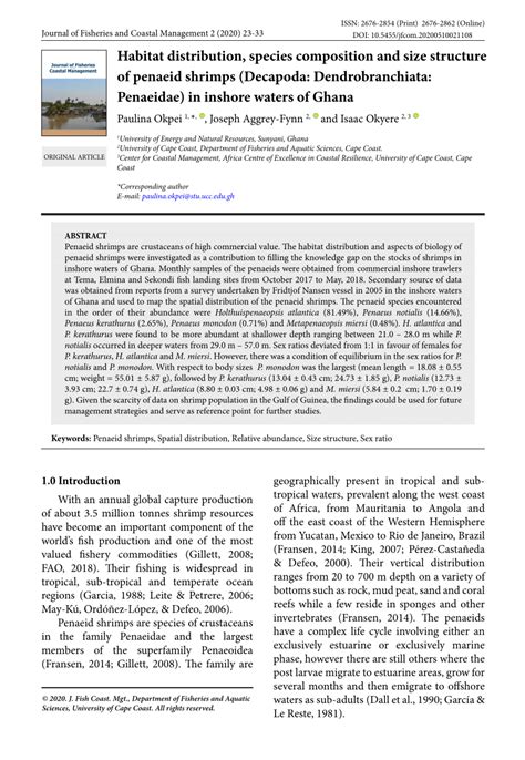 (PDF) Habitat distribution, species composition and size structure of ...