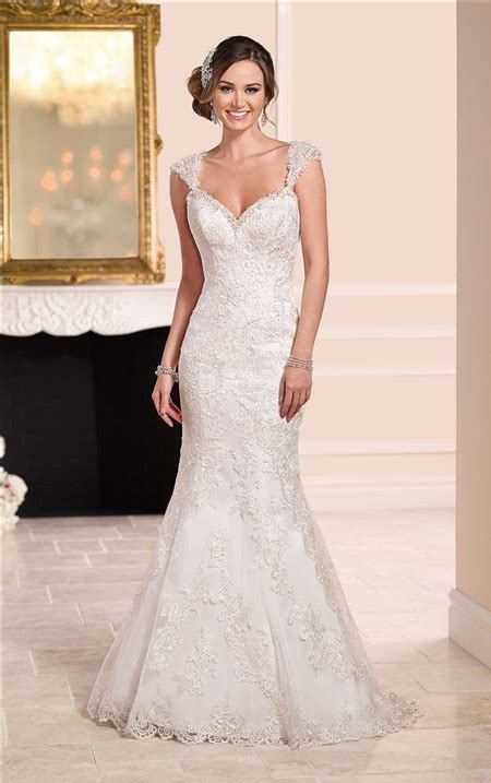 Mermaid Sweetheart Cap Sleeves Backless Lace Beaded Wedding Dress