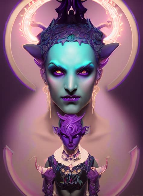 Symmetry Portrait Of A Feminine Mischievous Trickster Male Purple And