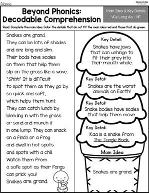 Decodable Comprehension Passages Cvce Long Vowel A Nonfiction