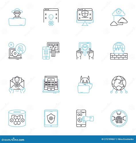 Web Safety Linear Icons Set Firewall Encryption Passwords