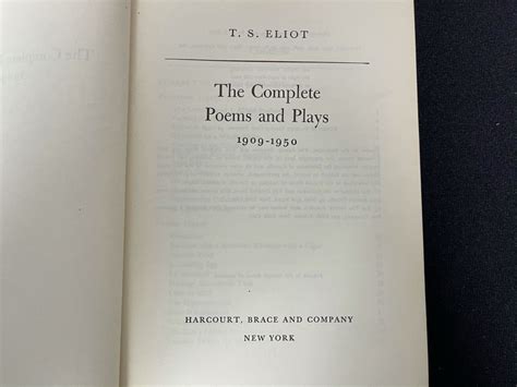 1952 Book Ts Eliot The Complete Poems And Plays 1909 1950