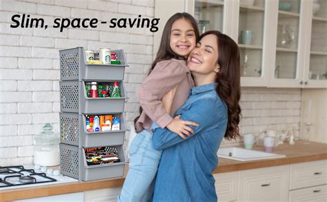 Skywin Plastic Stackable Storage Bins For Pantry