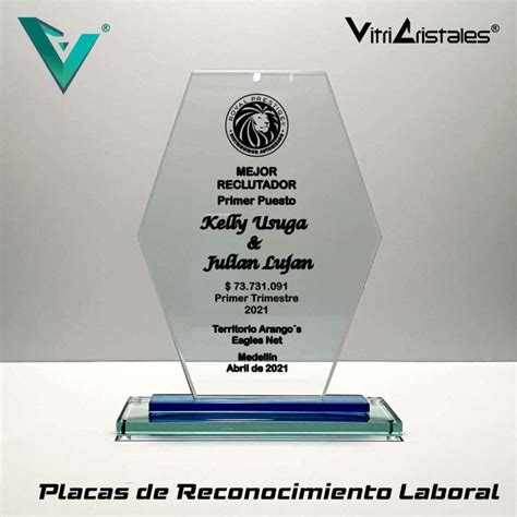 Placas En Vidrio B Sicas Para Reconocimiento Laboral Vitricristales