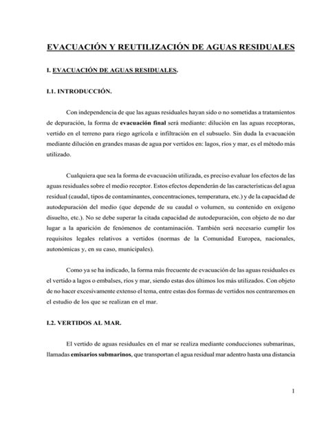 EVACUACIÓN Y REUTILIZACIÓN DE AGUAS RESIDUALES