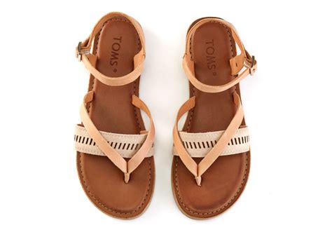 Toms Sandstorm Leather Metallic Women's Lexie Sandals in Natural | Lyst