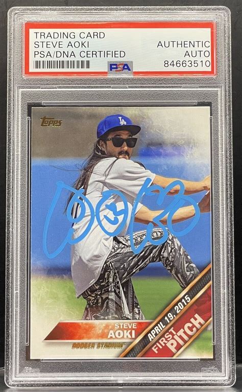 Steve Aoki Signed 2016 Topps First Pitch Card DJ Slabbed PSA DNA EBay