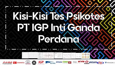 Kisi Kisi Psikotes Pt Igp Inti Ganda Perdana Des Youtube