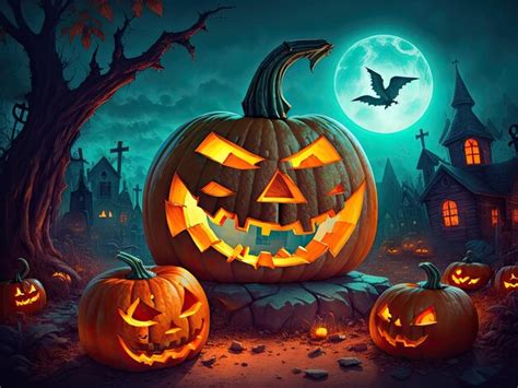 Premium Ai Image Halloween Pumpkins And Jack O Lanterns On Dark