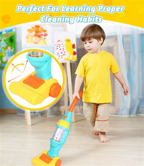 Vacuum Cleaner Toy Set, Toy Vacuum Cleaner With Light Realistic Sounds ...