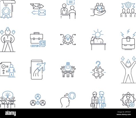 Corporate Direction Line Icons Collection Strategy Vision Framework