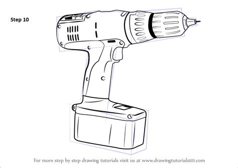 Learn How To Draw A Drill Machine Tools Step By Step Drawing Tutorials