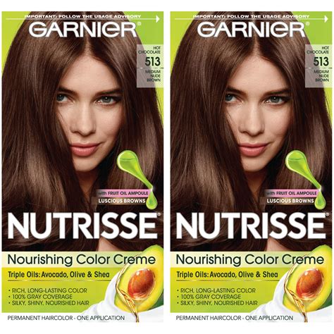 Garnier Hair Color Nutrisse Nourishing Creme Medium Nude Brown Hot Chocolate Permanent