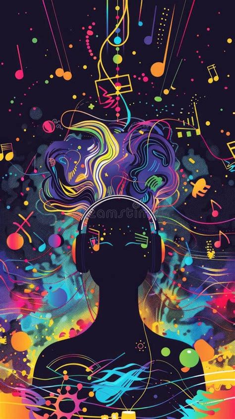 Deep Focus Music Illustration For Adhd Distraction Relief Stock Image