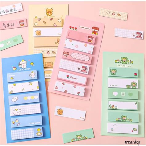 Jual Sticky Notes Baris Karakter Lucu Office Cute Note Pembatas Buku