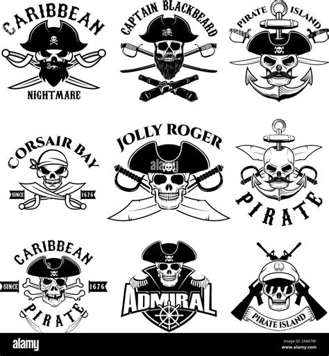 Set Of Pirates Logo Labels Emblems And Design Elements Corsairs