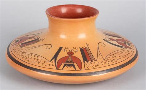 Native American Vintage Hopi Poly Chrome Moth Pot By Dawn Navasie C