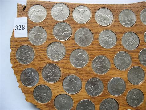 U. S. State Quarters - Wooden Holder (50 Coins) - Schmalz Auctions