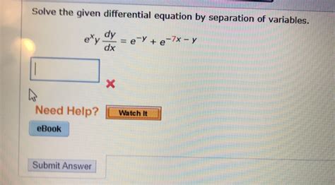 Solved Solve the given differential equation by separation | Chegg.com