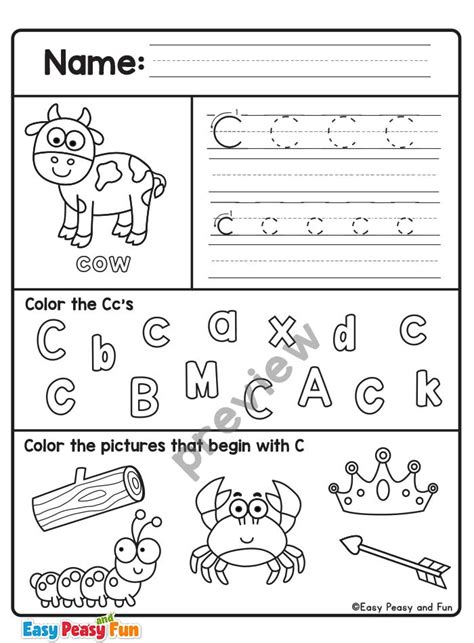 Letter C Worksheets For Preschool And Kindergarten Easy Peasy And Fun