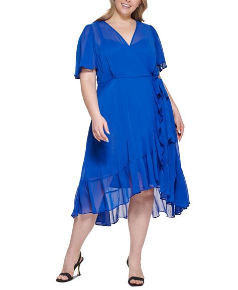 Calvin Klein Plus Size Ruffled Faux Wrap Dress Macys