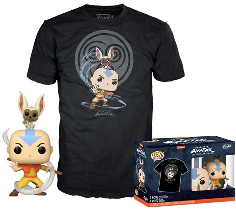 Figurine Pop Avatar Le Dernier Maître De Lair 534 Pas Cher Aang Avec Momo T Shirt