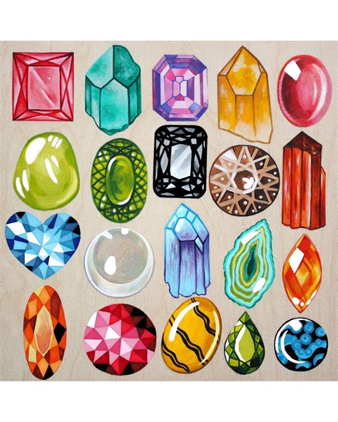 GEMSTONE PRINT Gemstone Art Gemstone Illustration Rainbow Colourful