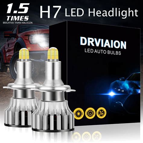 2pcs High Power H7 LED Lamp Car Headlight Bulbs 8 Sides 3D 110W LED