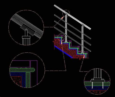 Stairs DetailRisers And Handrails DWG Section For AutoCAD Stairs