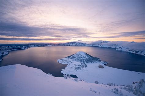 Tapety crater Lake kráter krajina sníh Spojené státy americké