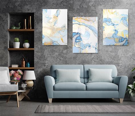 Set 3 Tablouri Canvas Abstract Albastru Tablouri Canvas Personalizate