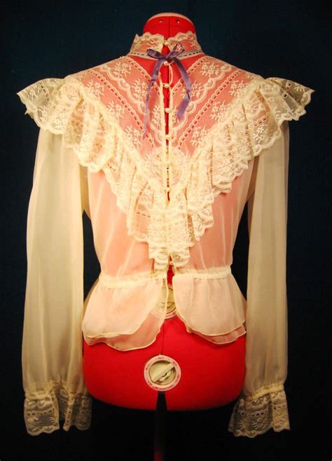 Victorian Inspired Ivory Chiffon And Lace Ruffled Blouse Ful Flickr