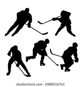 Ice Hockey Player Vector Silhouette Stock Vector Royalty Free