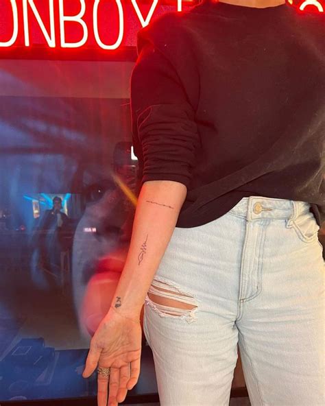 Fine Line Unalome Tattoo Located On Kaitlyn Bristowe S