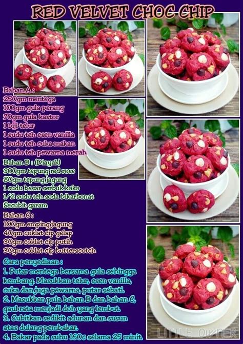 Resepi Biskut Velvet Coklat Chip