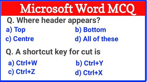 Top Ms Word Mcq Questions With Answers Ms Word Microsoft Word