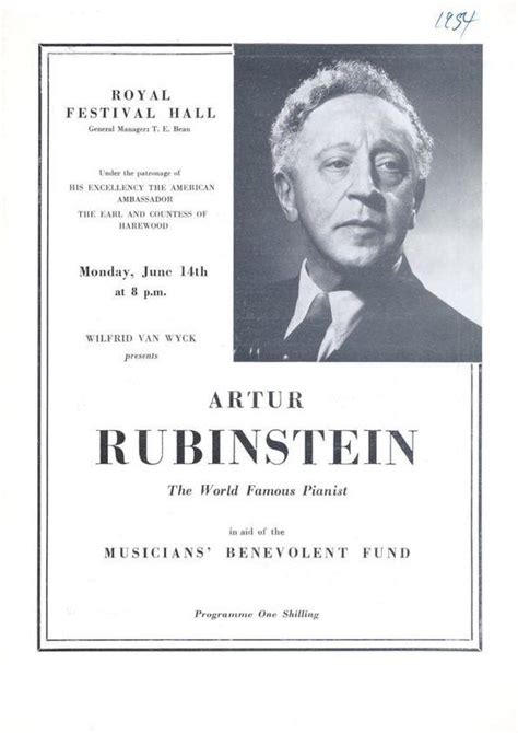 Programa De Concierto Del Pianista Arthur Rubinstein Biblioteca