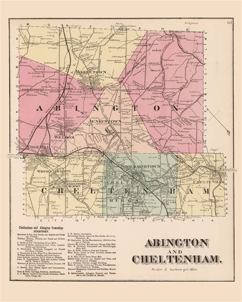 Abington And Cheltenham Pennsylvania 1871 Old Map Reprint