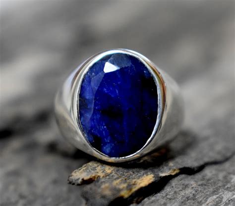 Blaue Saphir Herren Ring Herren Edelstein Ring Sterling Etsy