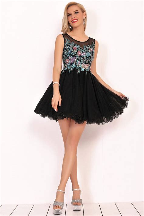 Homecoming Dresses A Line Scoop Shortmini Tulle With Beadsandappliques